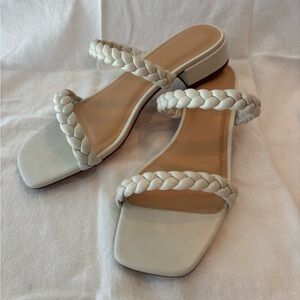 Elegant Cream Braided Strap Sandals